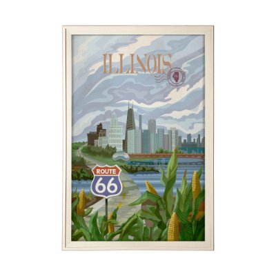 15117 - Illinois Go USA (XL) by Mercana Studio a Hand Embellished Decograph Framed Art Print under Glass