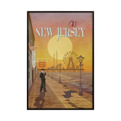 15119 - New Jersey Go USA (SM) by Mercana Studio a Hand Embellished Decograph Framed Art Print