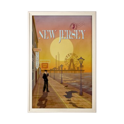 15121 - New Jersey Go USA (XL) by Mercana Studio a Hand Embellished Decograph Framed Art Print under Glass