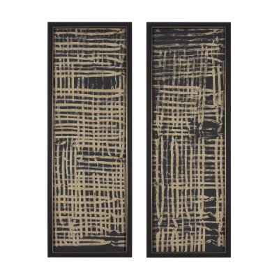 15183 - Woven Lines II Tan  by Mercana Studio a Hand Embellished Textured Framed Art Print