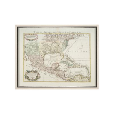 15176 - Carte Du Mexique Et De La Floride by Mercana Studio a Hand Embellished Textured Framed Art Print