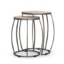 70595 - Clapp Round Light Brown W/ White Wash Wood and Silver Metal Nesting Accent Tables (Set of 2)