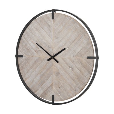 70691 - Rani Matte Black Metal w/ Wood Wall Clock