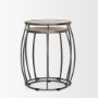 70595 - Clapp Round Light Brown W/ White Wash Wood and Silver Metal Nesting Accent Tables (Set of 2)