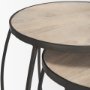 70595 - Clapp Round Light Brown W/ White Wash Wood and Silver Metal Nesting Accent Tables (Set of 2)