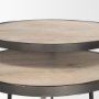 70595 - Clapp Round Light Brown W/ White Wash Wood and Silver Metal Nesting Accent Tables (Set of 2)