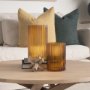 70363 - Dawn 11.4" Ribbed Amber Glass Vase