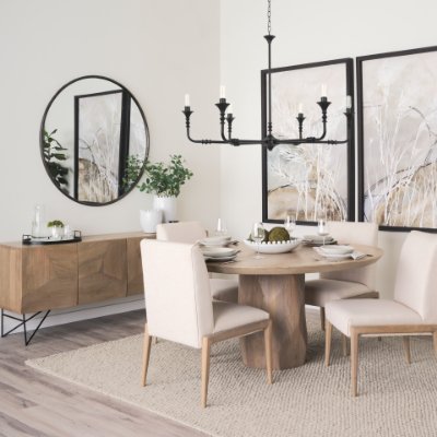 69823 - Palisades Cream Upholstery w/ Solid Wood Armless Dining Chair 