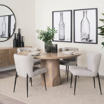70431 - Hartt Dining Chair W/ Matte Black Metal Frame and Gray Fabric