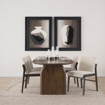 69833 - Tahoe Cream Fabric and Black-Brown Wood Dining Chair