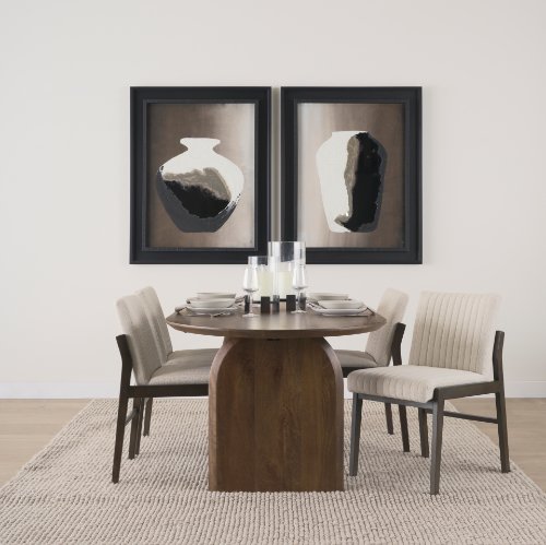 69833 - Tahoe Cream Fabric and Black-Brown Wood Dining Chair