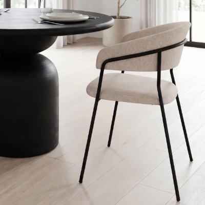 70247 - Carolyn Dining Chair w/ Oatmeal Fabric & Matte Black Metal 