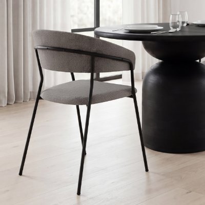 70465 - Carolyn Dining Chair w/ Gray Fabric & Matte Black Metal 