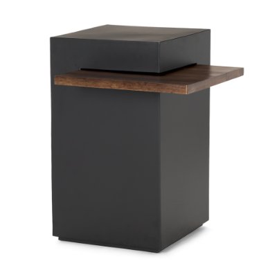 70745 - Charles Matte Black Metal w/ Wood Shelf Square Accent Table