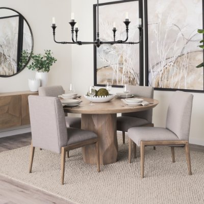 69824 - Palisades Gray Upholstery w/ Solid Wood Armless Dining Chair 