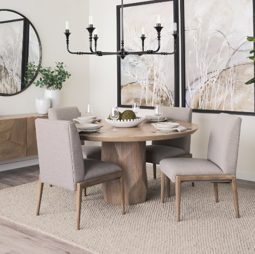 69824 - Palisades Gray Upholstery w/ Solid Wood Armless Dining Chair 