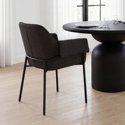 70249 - Brently Dining Chair w/ Gray Fabric & Matte Black Metal Legs