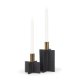 70671 - Pia Matte Black w/ Brushed Gold Metal Taper Candleholder (Set of 2)