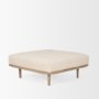70795 - Shae Brown Wood w/ Oatmeal Fabric Ottoman