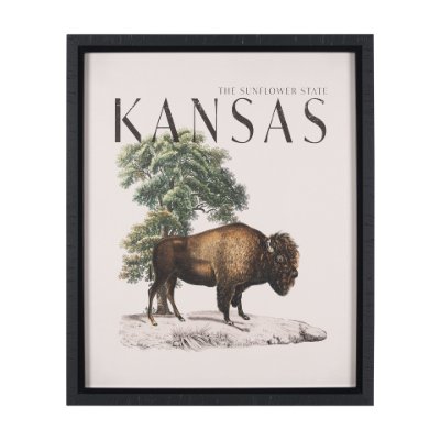 15362 - Travel Guide - Kansas by Vintage Collection a Hand Embellished Textured Framed Art Print