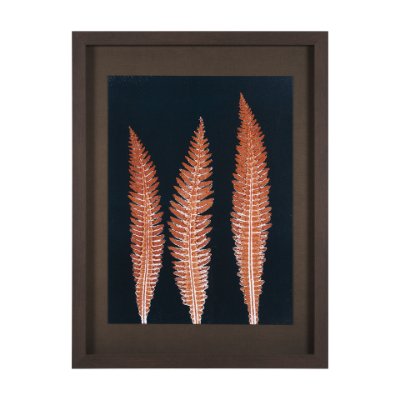 15381 - Indigo Fern 4 by Mary Margaret Briggs Hand Embellished Textured Framed Art Print Matted under Glass