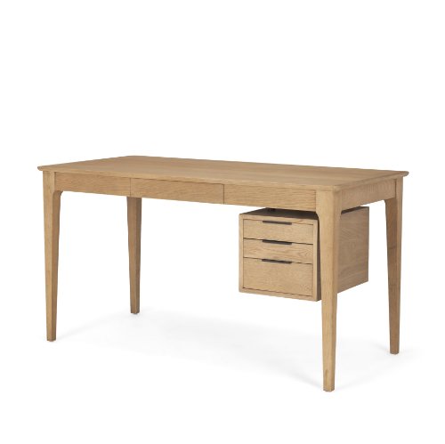 70891 - Tino Light Brown Oak Wood w/ 4 Drawers Desk