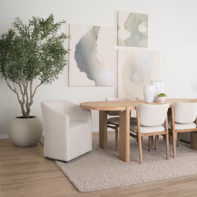 70807 - Sondra Oatmeal Performance Fabric Upholstered Club Dining Chair