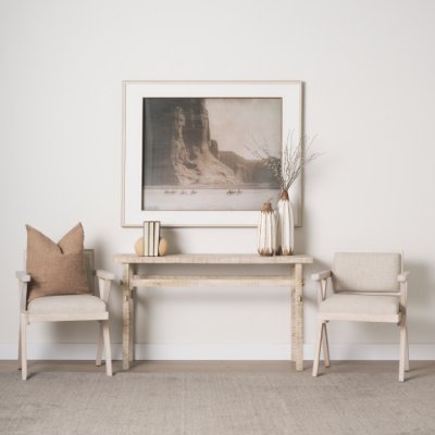 68505 - Topanga I Cream Fabric Wrap Blonde Wooden Frame Dining Chair