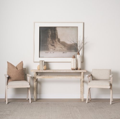 68505 - Topanga I Cream Fabric Wrap Blonde Wooden Frame Dining Chair