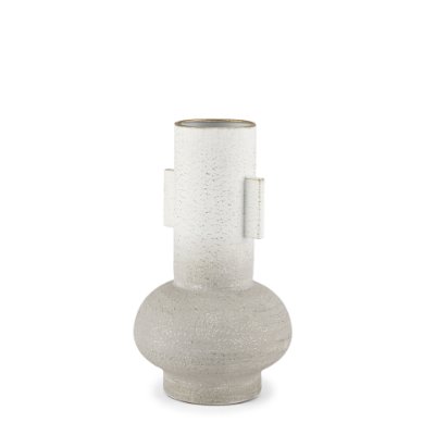 70955 - Torres Small Textured Off White w/ Gold Metal Vase
