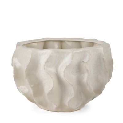 70983 - Vahn Sculptural Cream Glazed Decorative Ceramic Bowl