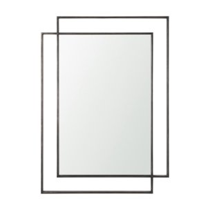 Tiva Rectangular Dual Metal Frame Gunmetal Mirror