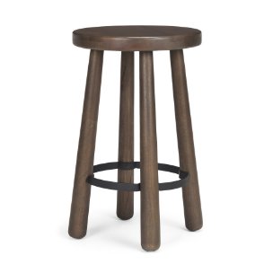 Weldon Backless 26in Seat Counter Stool | Dark Brown Wood w/ Metal