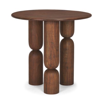 70848-AB - Sonel Pedestal Medium Dark Brown Acacia Wood Foyer Table