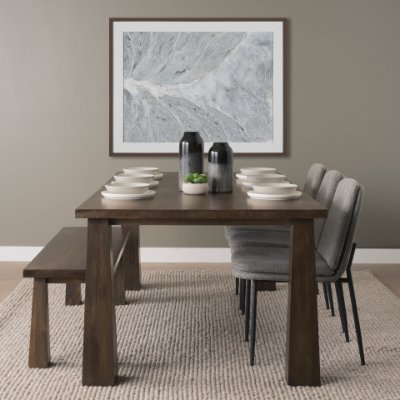 71018-AB - Wolcott Rectangular Dark Brown Solid Wood Dining Table