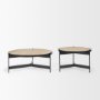 71042-AB - Wade Travertine Marble w/ Matte Black Metal Coffee Tables