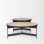 71042-AB - Wade Travertine Marble w/ Matte Black Metal Coffee Tables