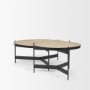 71042-AB - Wade Travertine Marble w/ Matte Black Metal Coffee Tables