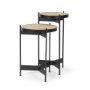 71043-AB - Wade Travertine Marble w/ Matte Black Metal End Tables