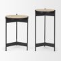 71043-AB - Wade Travertine Marble w/ Matte Black Metal End Tables