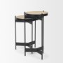 71043-AB - Wade Travertine Marble w/ Matte Black Metal End Tables