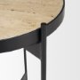 71043-AB - Wade Travertine Marble w/ Matte Black Metal End Tables