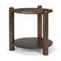 71123-AB - Jovia Brown Mango Wood W/ Cappuccino Marble Round Side Table