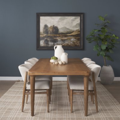 70882-AB - Suvan 84L Light Brown Rectangular Oak Wood Dining Table