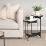 71043-AB - Wade Travertine Marble w/ Matte Black Metal End Tables
