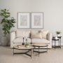 71043-AB - Wade Travertine Marble w/ Matte Black Metal End Tables