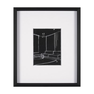 15673 - Interior Sketch I by Mercana Studio a Hand Embellished Framed Art Print Matted under Glass