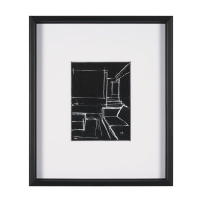 15676 - Interior Sketch IV by Mercana Studio a Hand Embellished Framed Art Print Matted under Glass