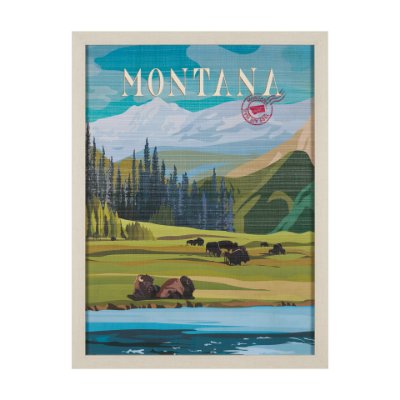 15646 - Montana Go USA (L) by Mercana Studio a Hand Embellished Decograph Framed Art Print