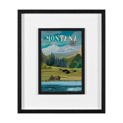 15640 - Montana Go USA (M) by Mercana Studio a Framed Art Print Matted under Glass
